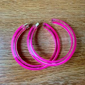 LIKE NEW ALSION LOU NEON PINK JELLY HOOPS